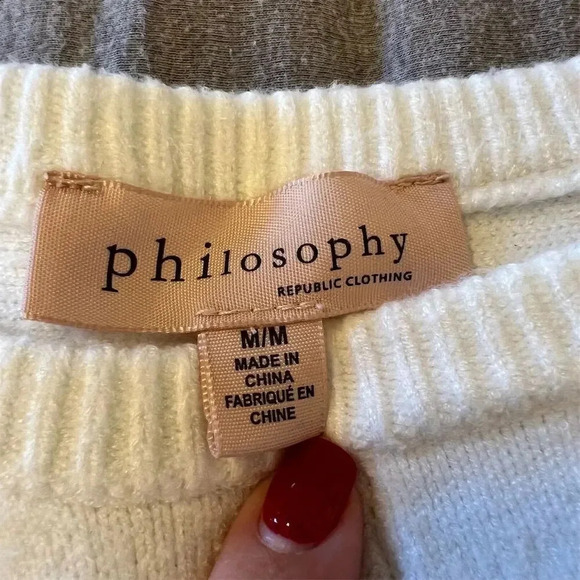 Philosophy Women's Ivory Cable-Knit Pullover Sweater Size M - Picture 8 of 8